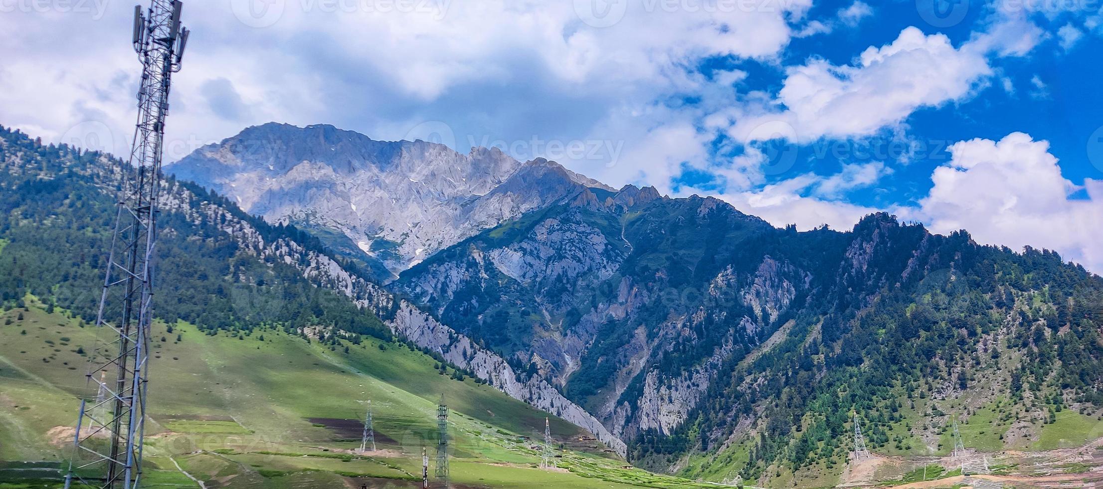 Beautiful mountain and cloudy sky view of Jammu and Kashmir photo