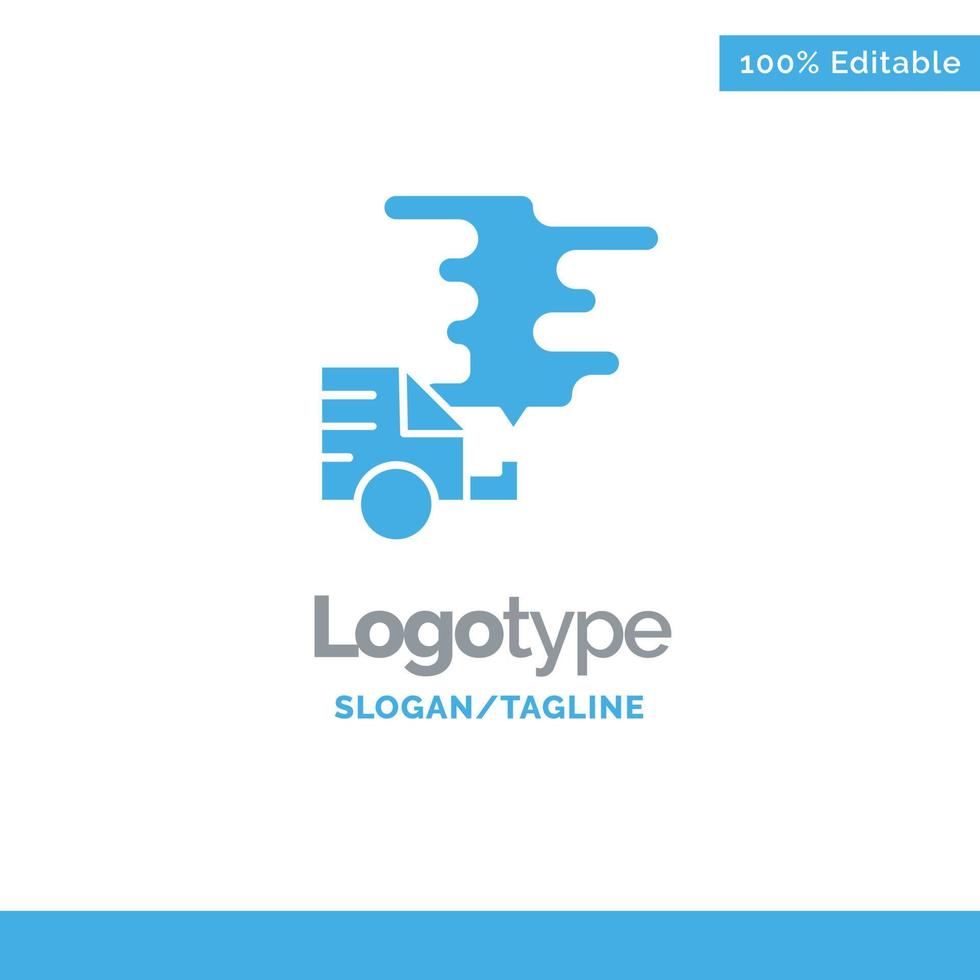 Automobile Car Emission Gas Pollution Blue Solid Logo Template Place for Tagline vector