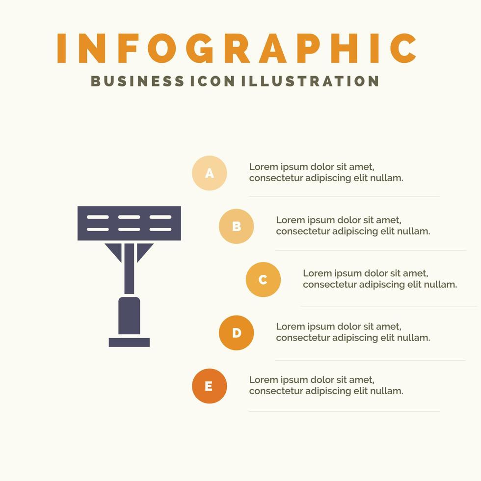 Construction Light Stadium Solid Icon Infographics 5 Steps Presentation Background vector