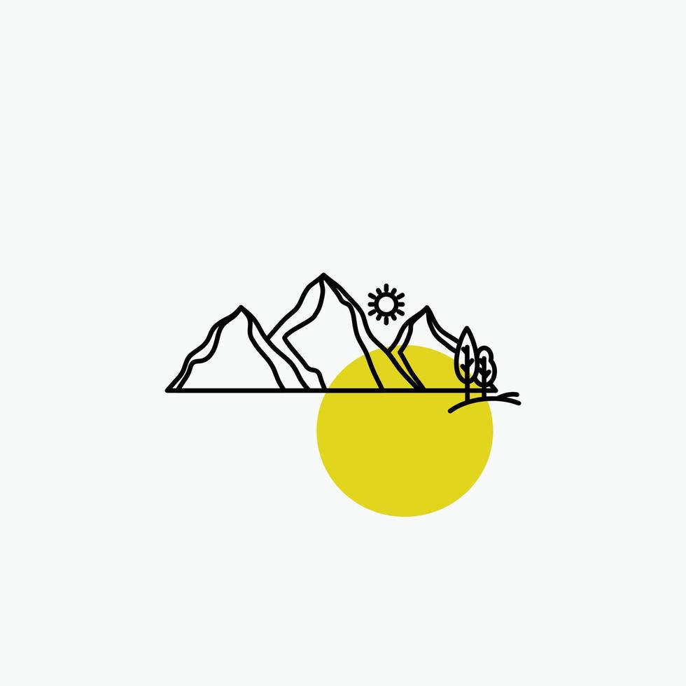 hill. landscape. nature. mountain. scene Line Icon vector