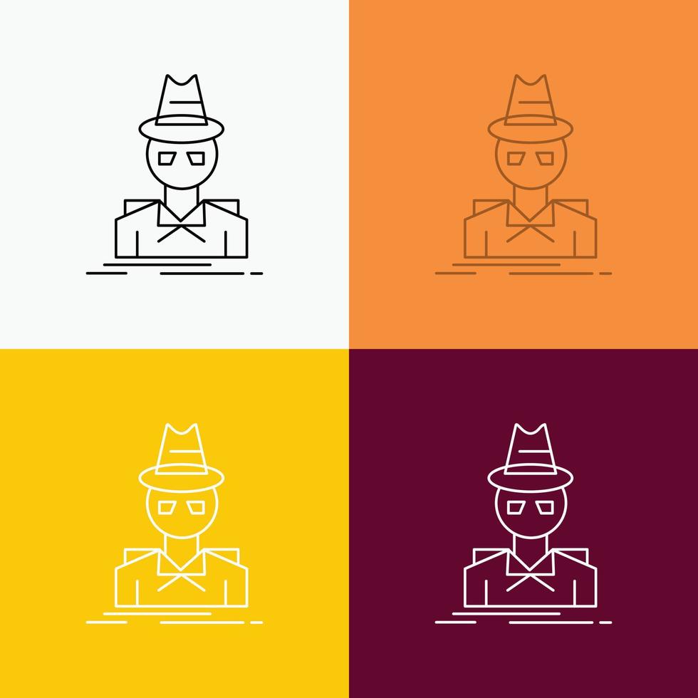 Detective. hacker. incognito. spy. thief Icon Over Various Background. Line style design. designed for web and app. Eps 10 vector illustration