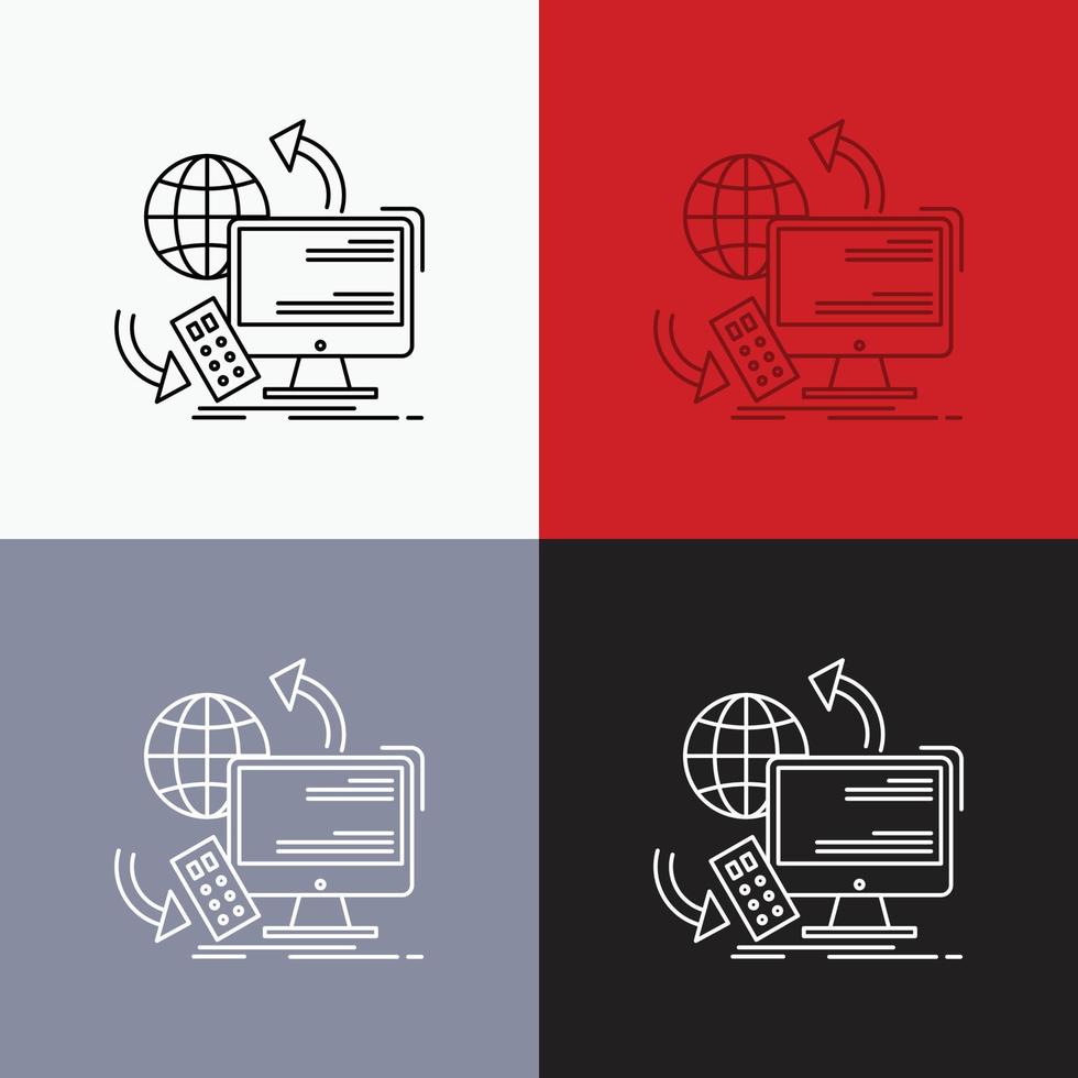 Access. control. monitoring. remote. security Icon Over Various Background. Line style design. designed for web and app. Eps 10 vector illustration