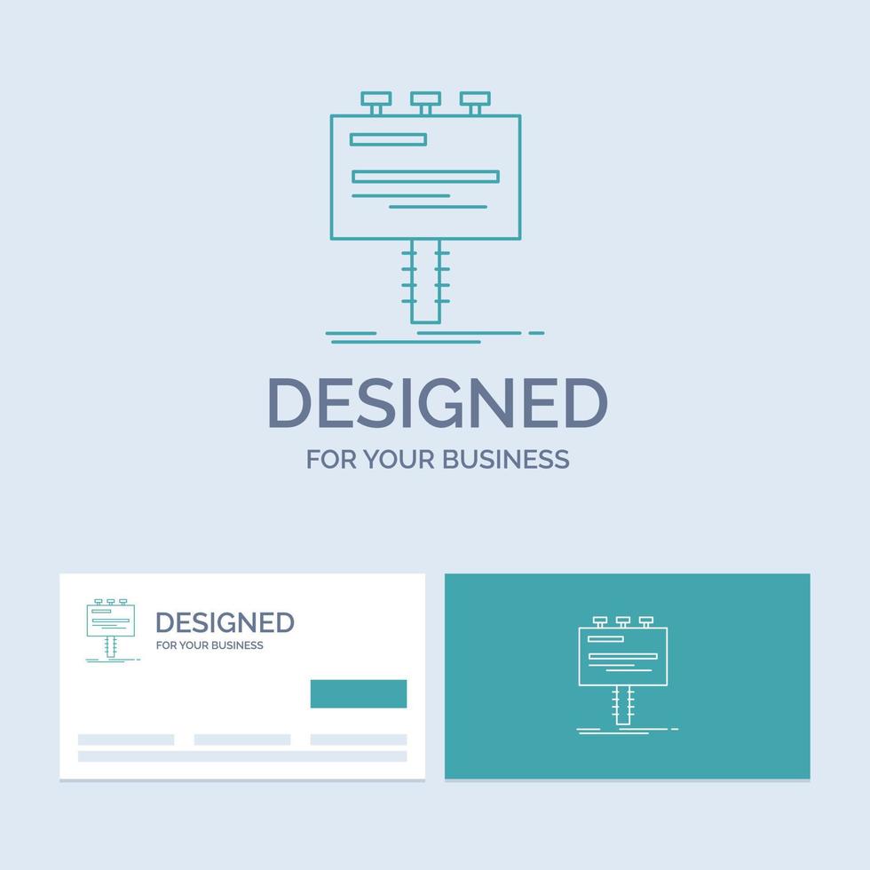 Ad. advertisement. advertising. billboard. promo Business Logo Line Icon Symbol for your business. Turquoise Business Cards with Brand logo template vector