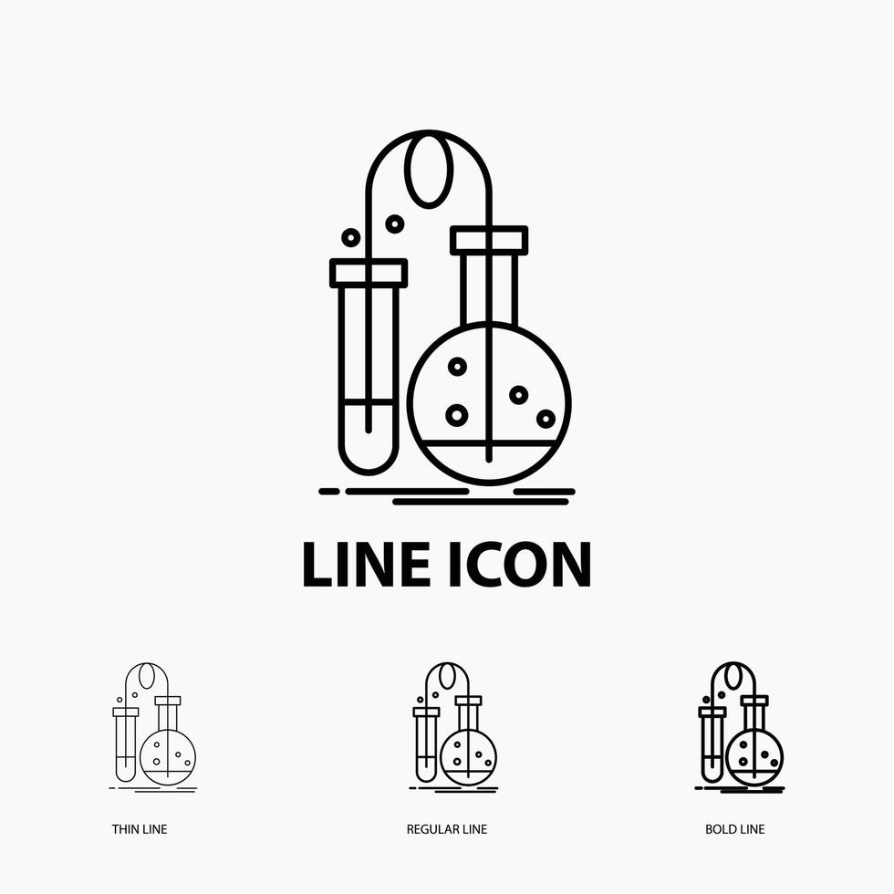 Testing. Chemistry. flask. lab. science Icon in Thin. Regular and Bold Line Style. Vector illustration