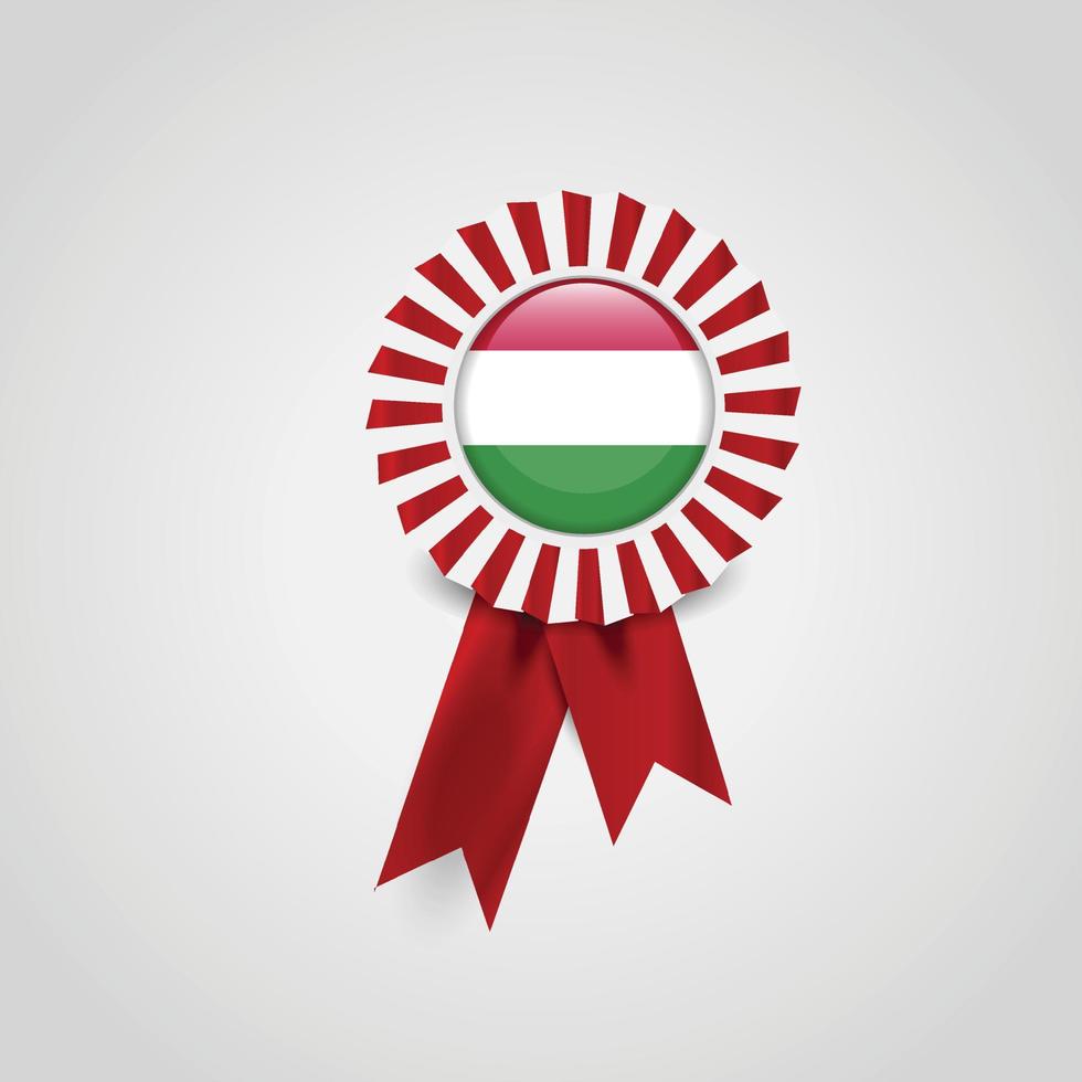 Hungary Flag Ribbon Banner Badge vector