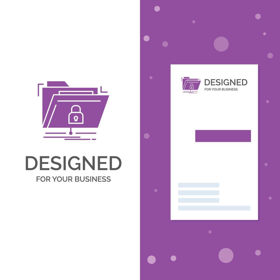Business Logo for encryption. files. folder. network. secure. Vertical Purple Business .Visiting Card template. Creative background vector illustration