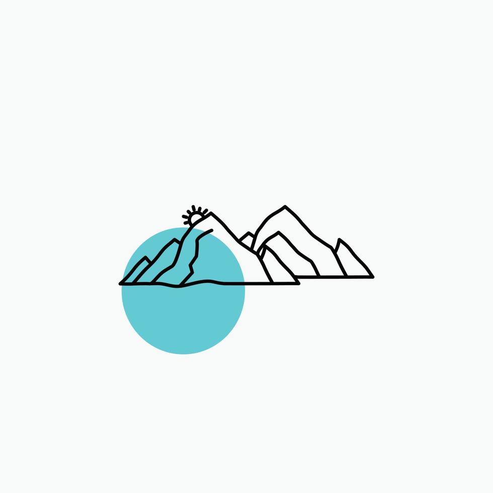 mountain. landscape. hill. nature. scene Line Icon vector