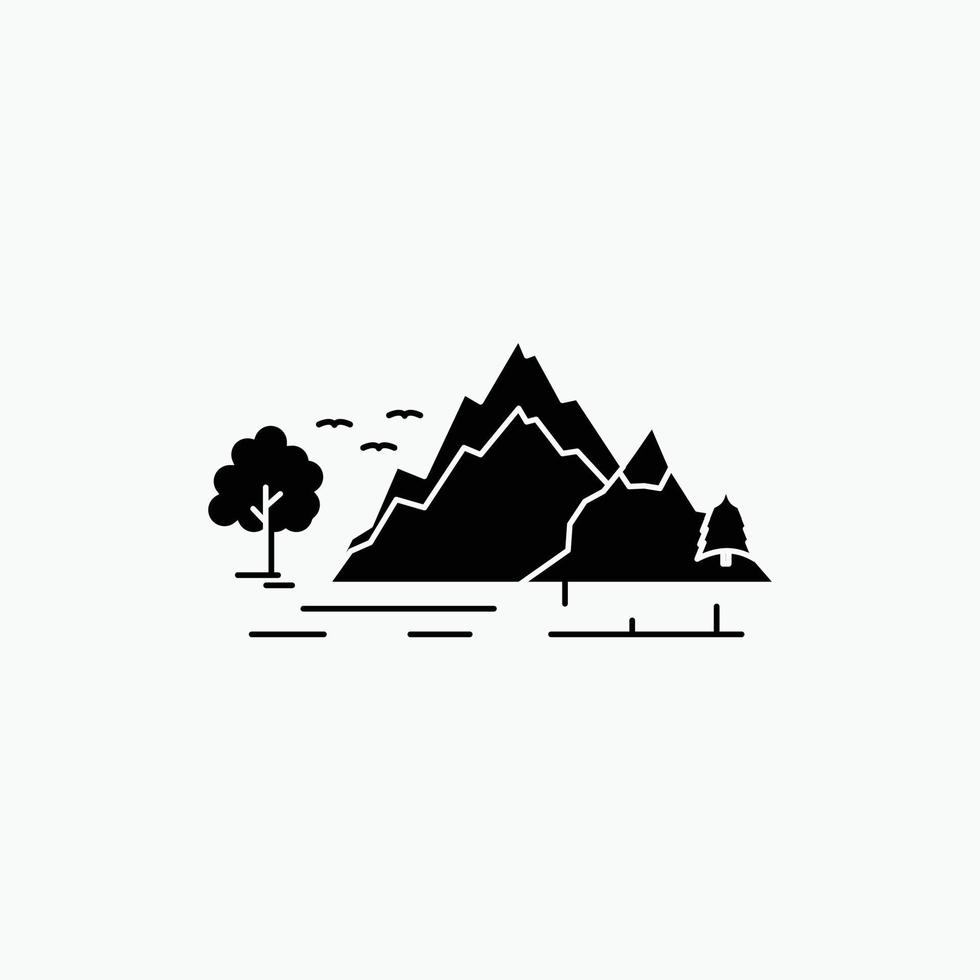 hill. landscape. nature. mountain. tree Glyph Icon. Vector isolated illustration