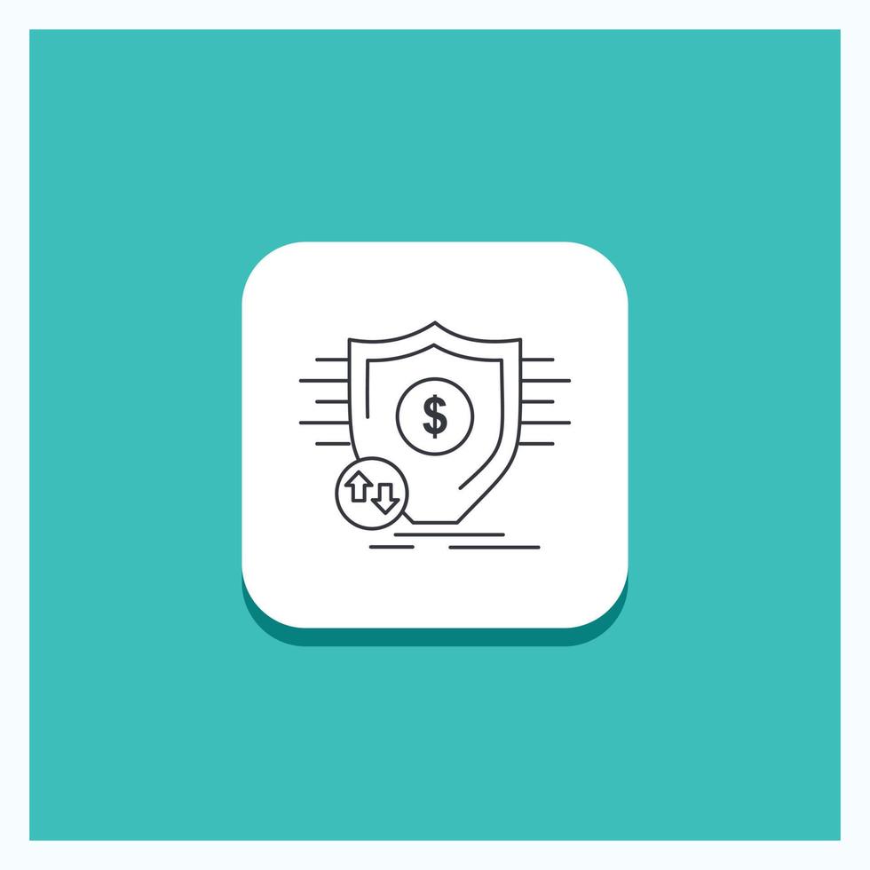 Round Button for Finance. financial. money. secure. security Line icon Turquoise Background vector