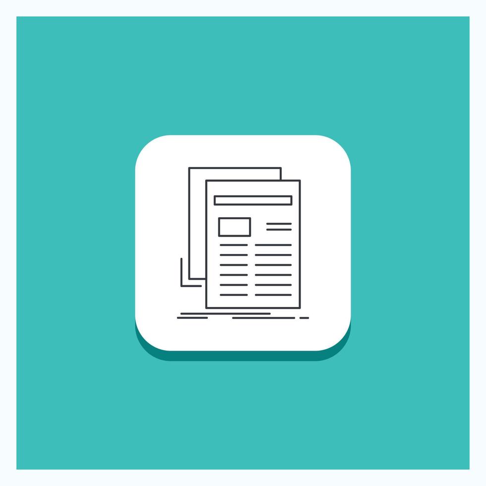 Round Button for Gazette. media. news. newsletter. newspaper Line icon Turquoise Background vector