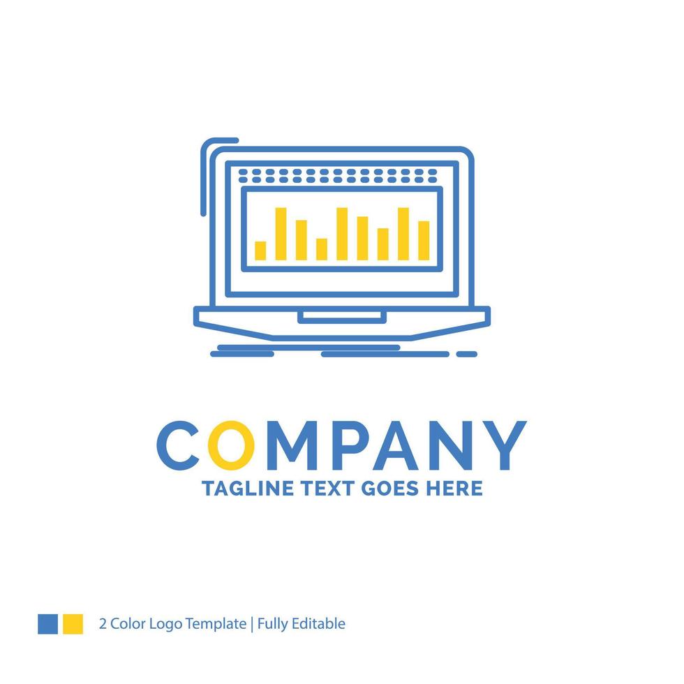 Data. financial. index. monitoring. stock Blue Yellow Business Logo template. Creative Design Template Place for Tagline. vector