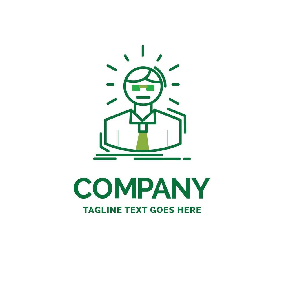 Manager. Employee. Doctor. Person. Business Man Flat Business Logo template. Creative Green Brand Name Design. vector
