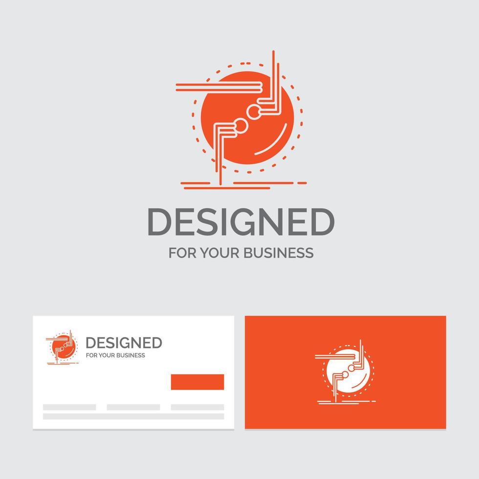 Business logo template for chain. connect. connection. link. wire. Orange Visiting Cards with Brand logo template. vector