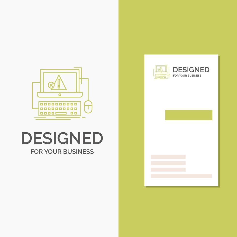 Business Logo for Computer. crash. error. failure. system. Vertical Green Business .Visiting Card template. Creative background vector illustration