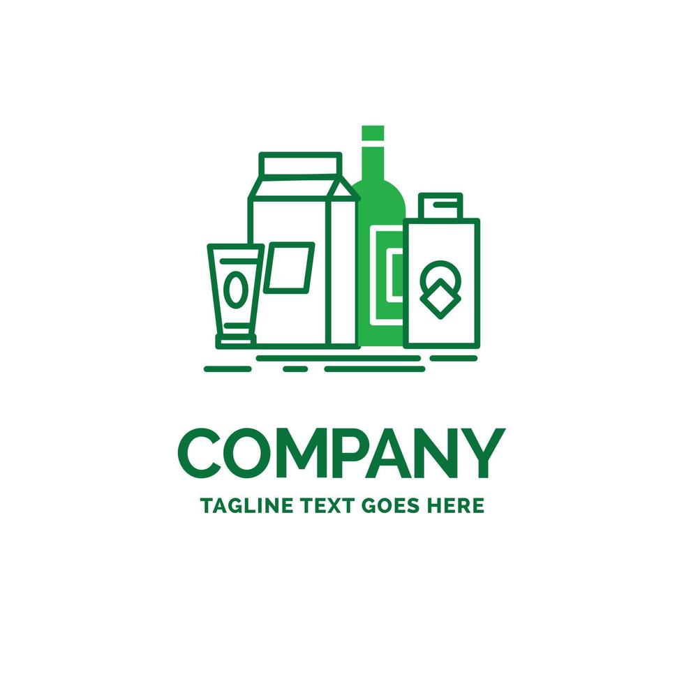 packaging. Branding. marketing. product. bottle Flat Business Logo template. Creative Green Brand Name Design. vector