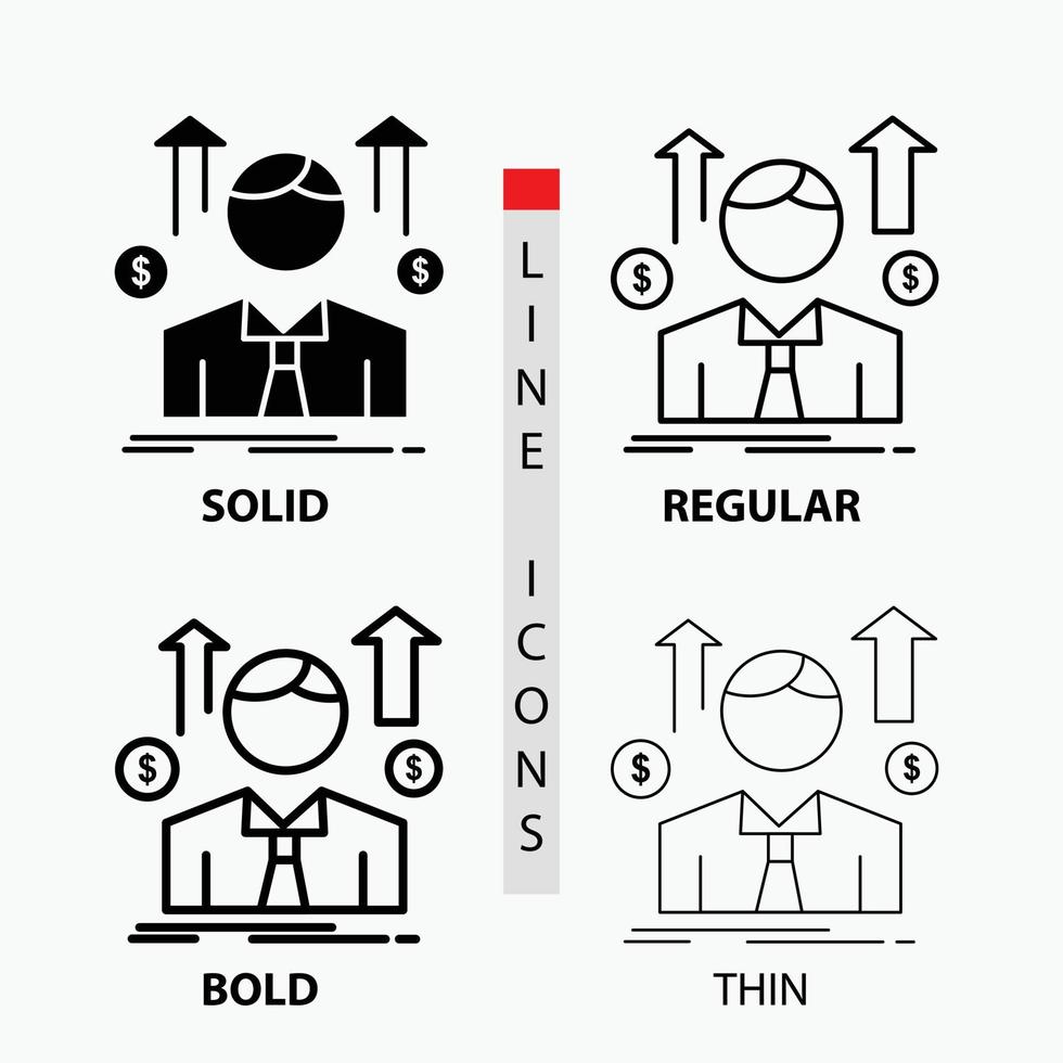 Business. man. avatar. employee. sales man Icon in Thin. Regular. Bold Line and Glyph Style. Vector illustration
