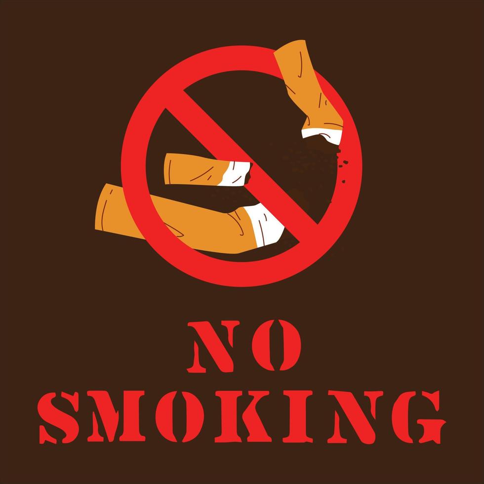 No smoking sign on brown background vector