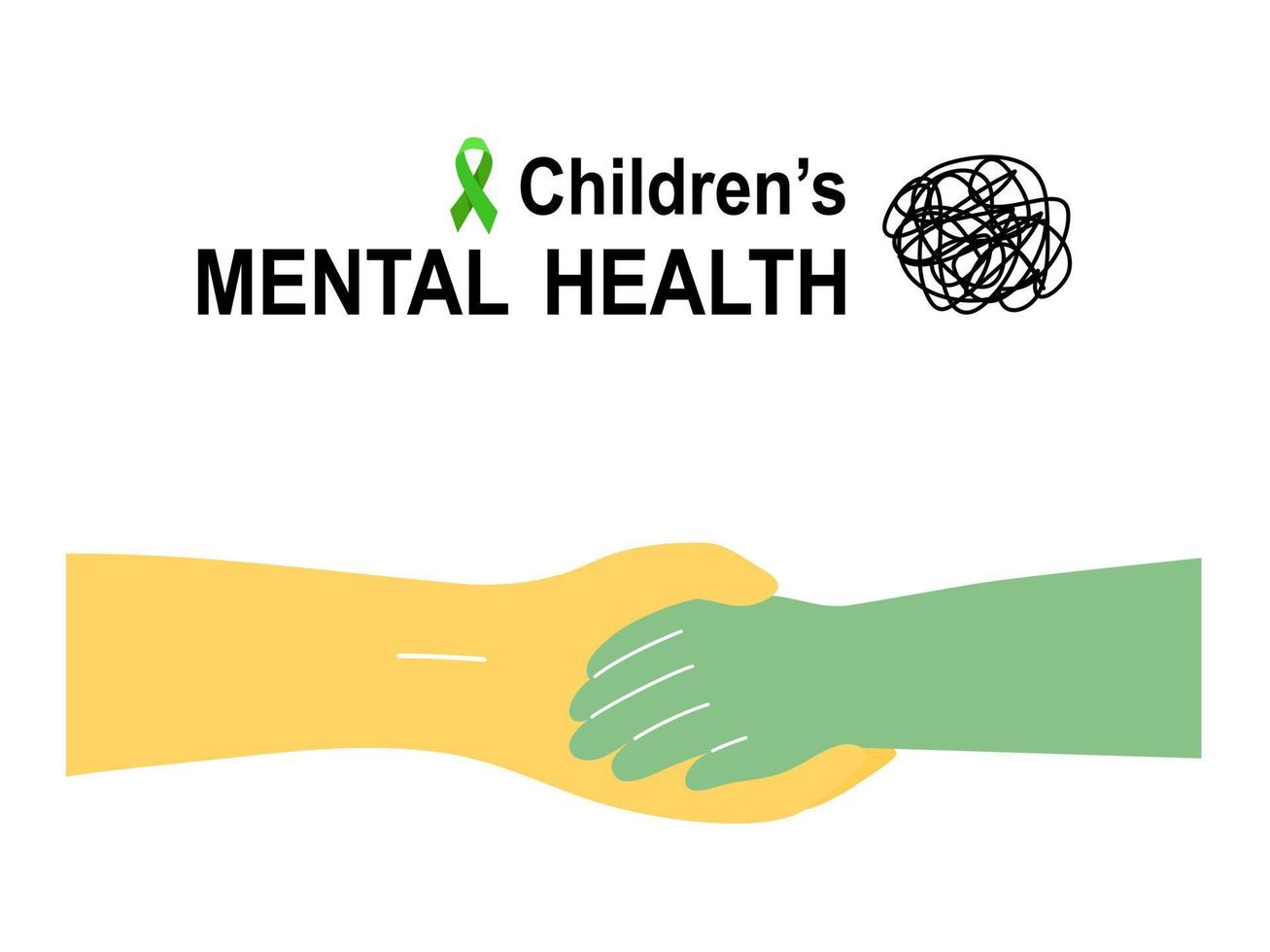 Helping hand, mental health children concept. design for banner and poster. Flat vector illustration.