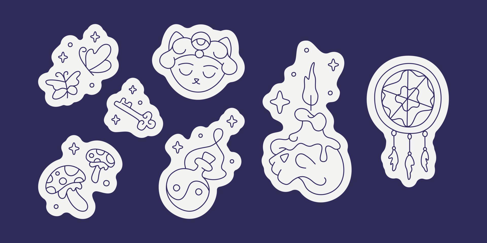 Sticker Pack Collection of Hand Drawn Mystic elements vector