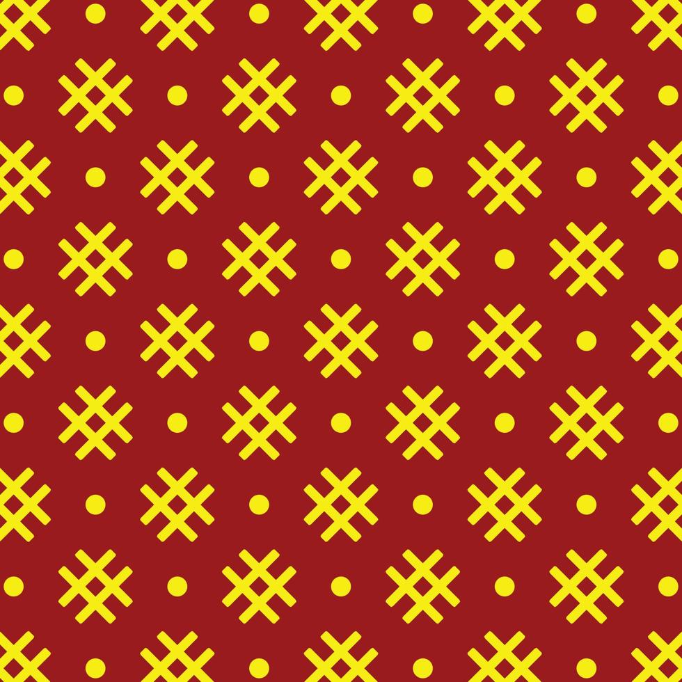 yellow hash tags and dots on red background flat pattern design vector