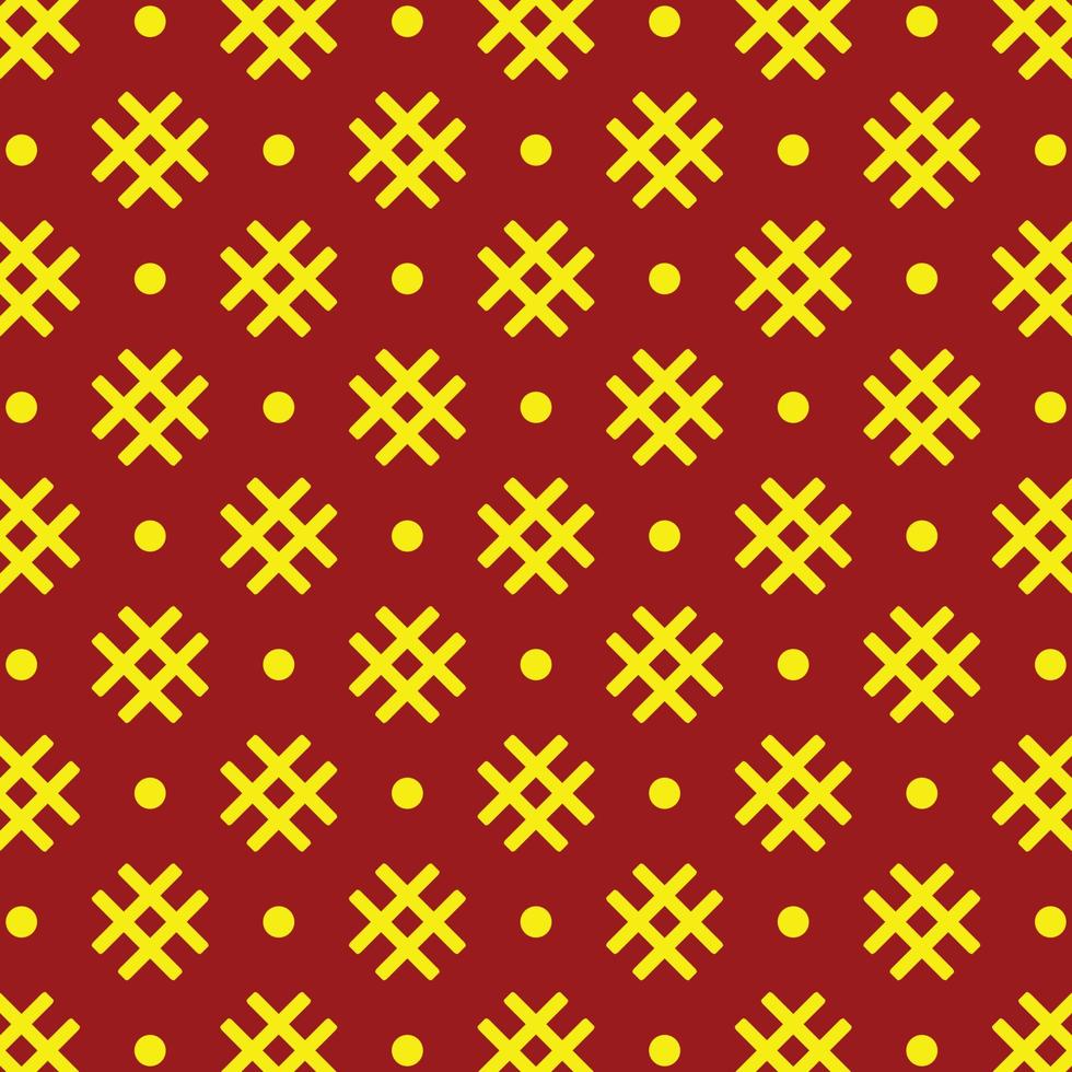 yellow hash tags and dots on red background flat pattern design vector