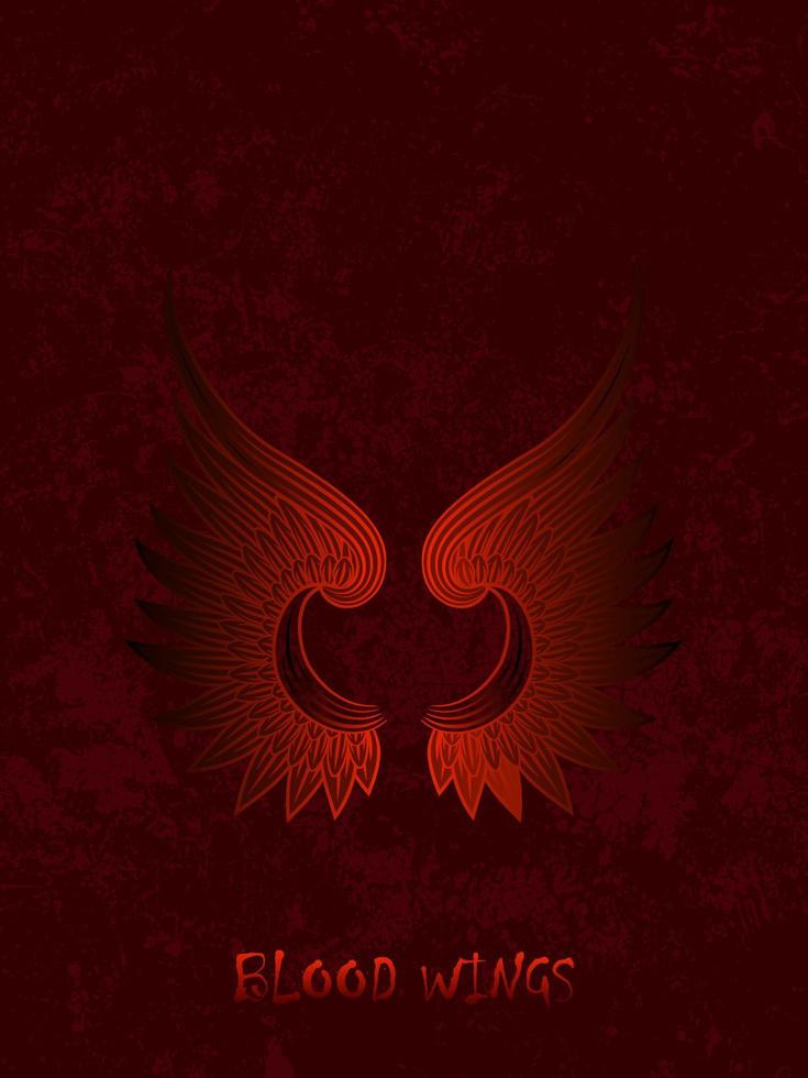 Vector illustration of red angel wings tattoo