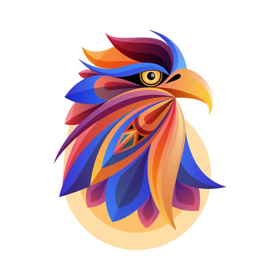 Colorful eagle head abstract vector artwork with white background. Perfect for t-shirt print, postcard or poster design