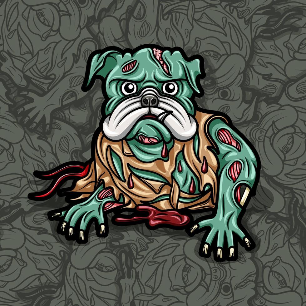 Cute pug dog zombie illustration vector