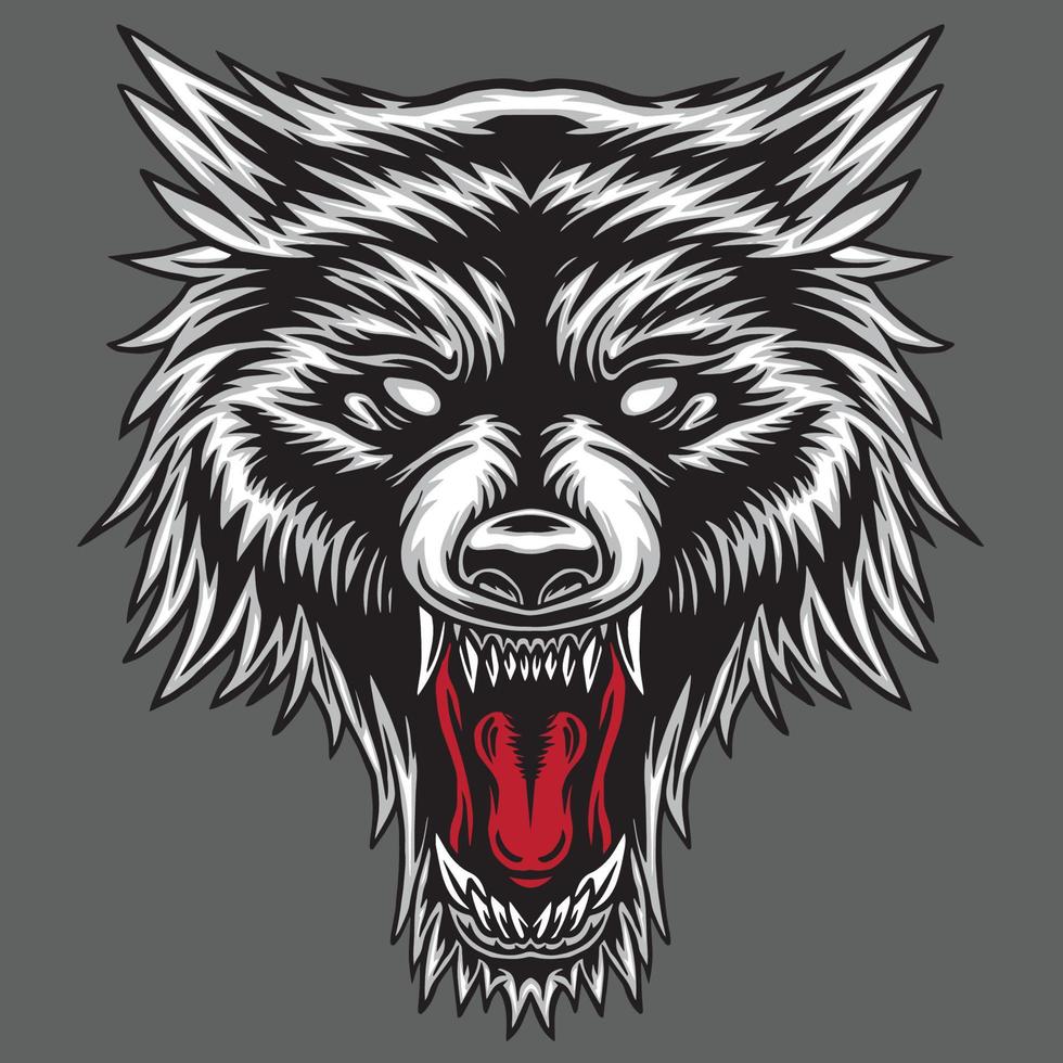 wolf head design on gray background vector