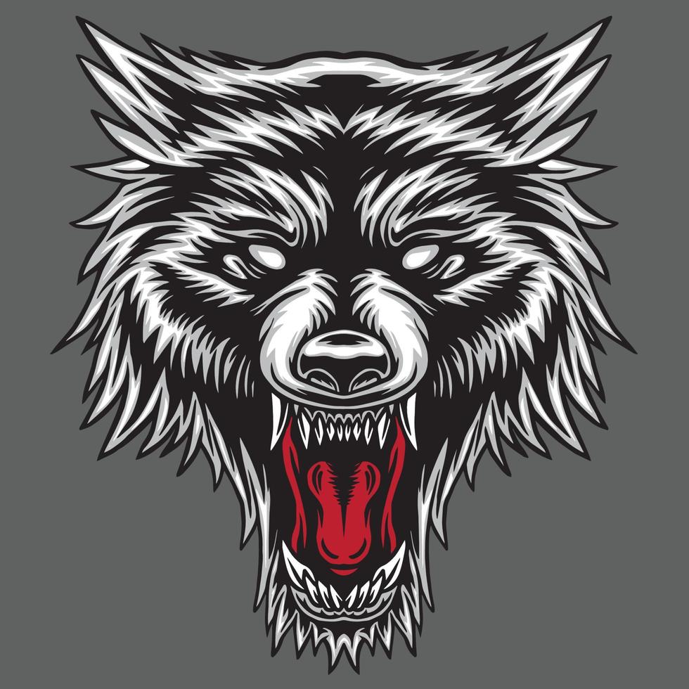 diseño de cabeza de lobo sobre fondo gris vector