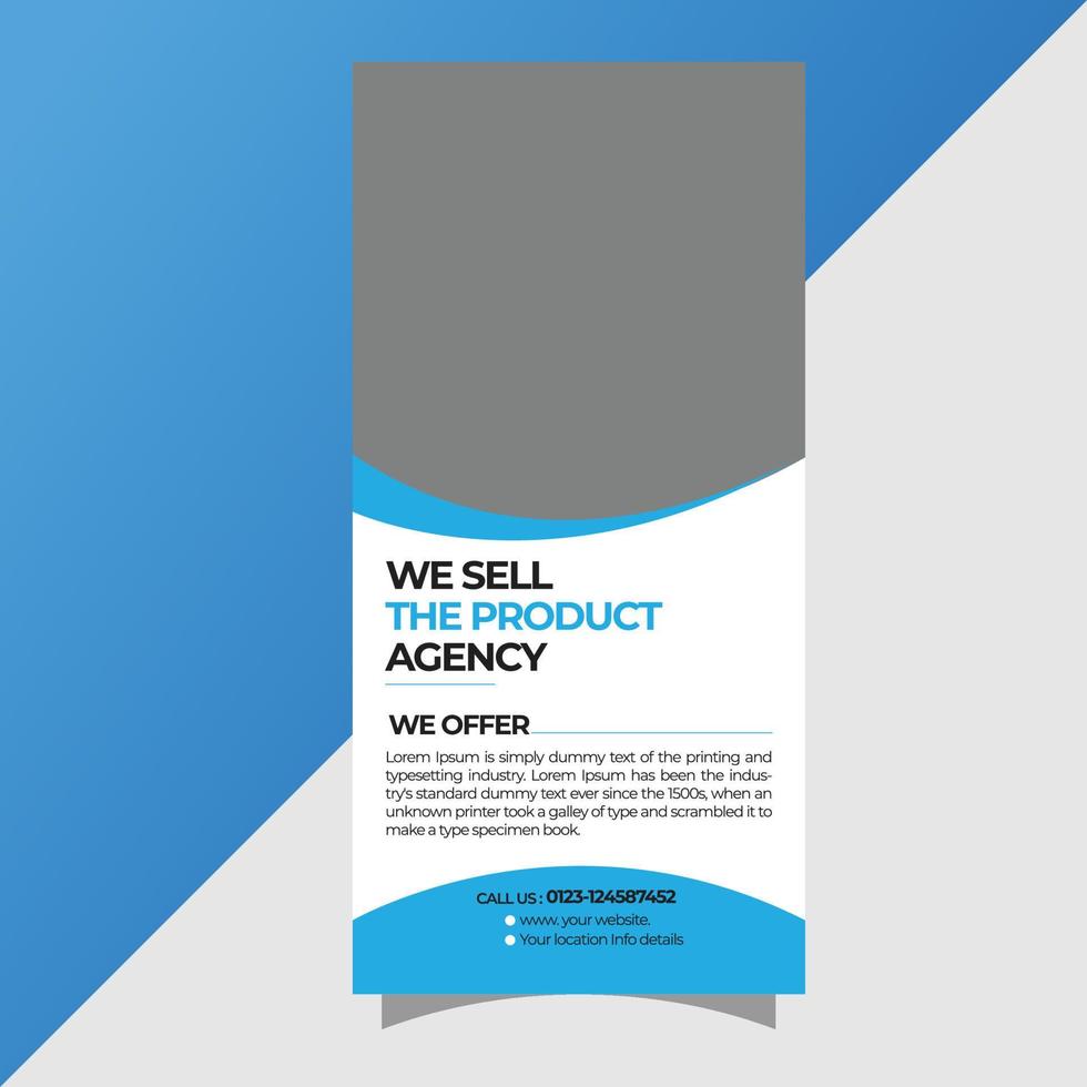 Dl Hand card flyer. Modern Clean Simple Corporate Business DL Flyer Rack Design for Business, Marketing, Advertisement, Multipurpose Use Red, Blue, Yellow. vector