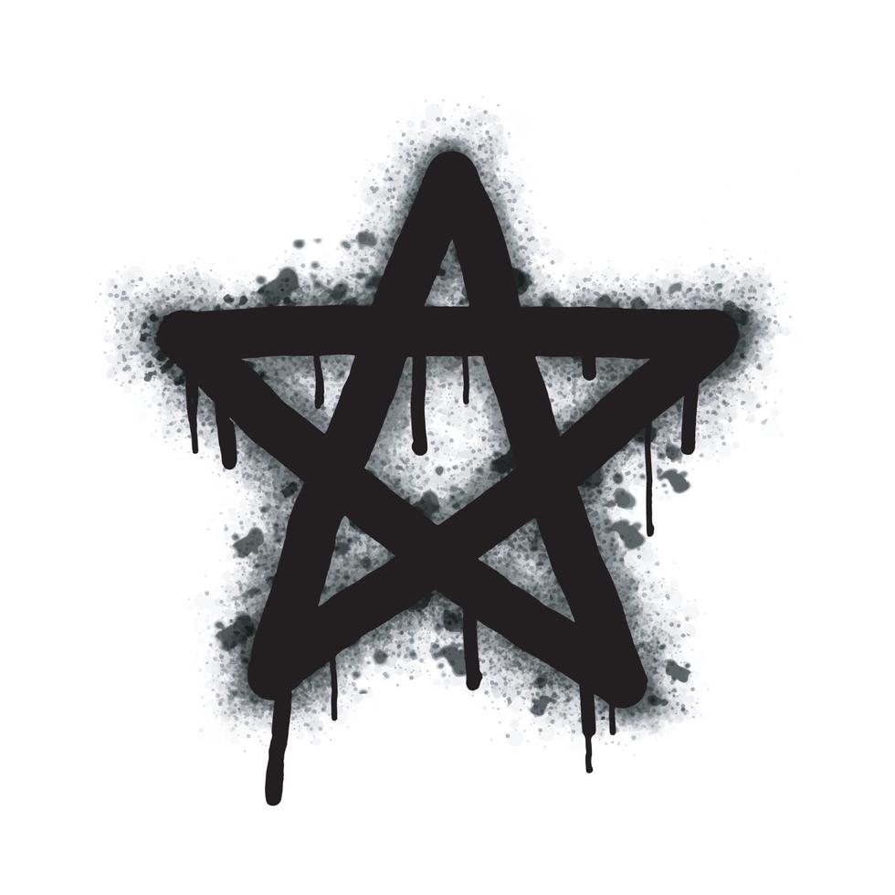 Spray graffiti star symbol painted black on white. Star symbol. isolated on a white background. vector illustration