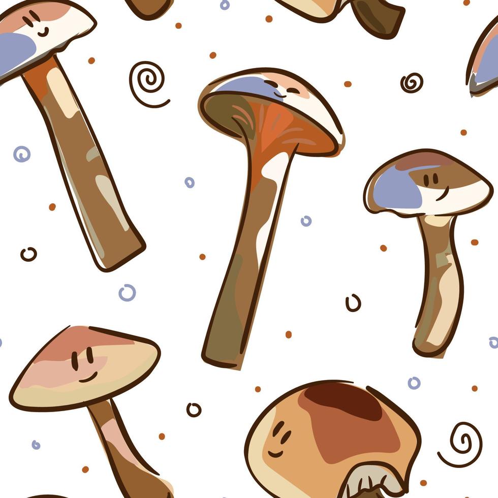 Mushrooms seamless pattern. Cartoon style. Template for design backgrounds, textile, wrapping paper, package. vector