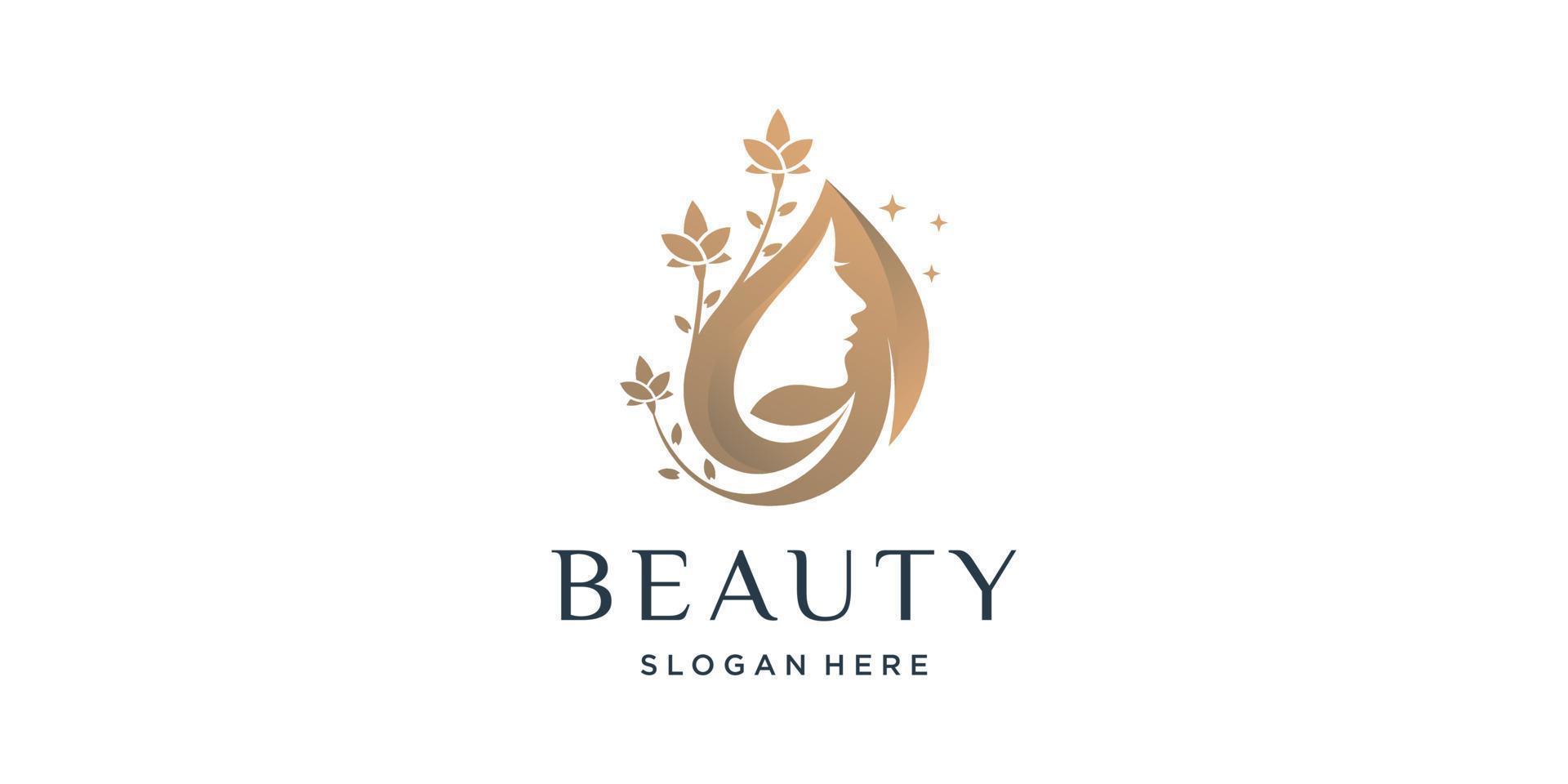 Beauty woman logo design with creative and unique idea vector