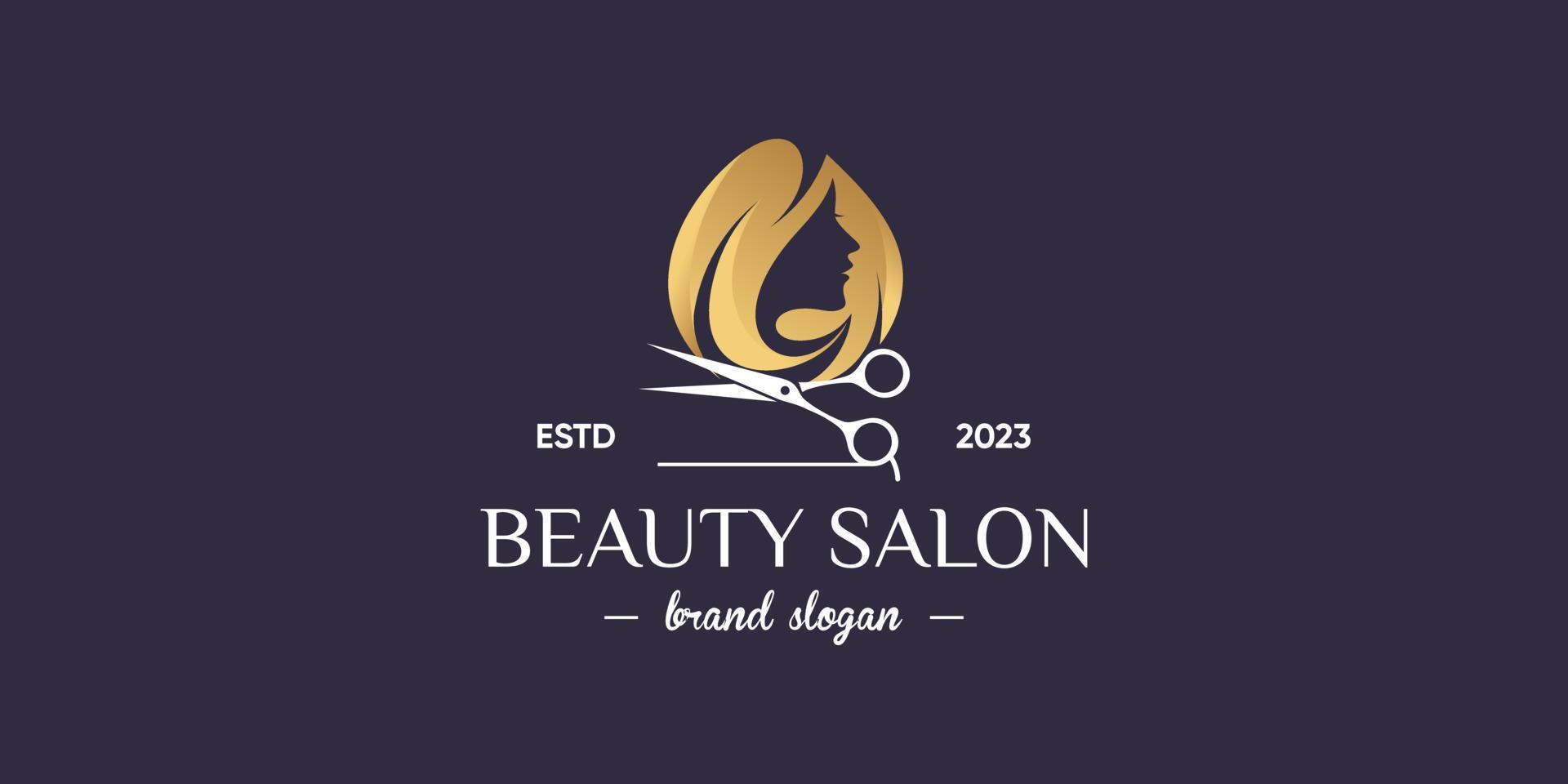 Woman logo design with beauty salon concept vector