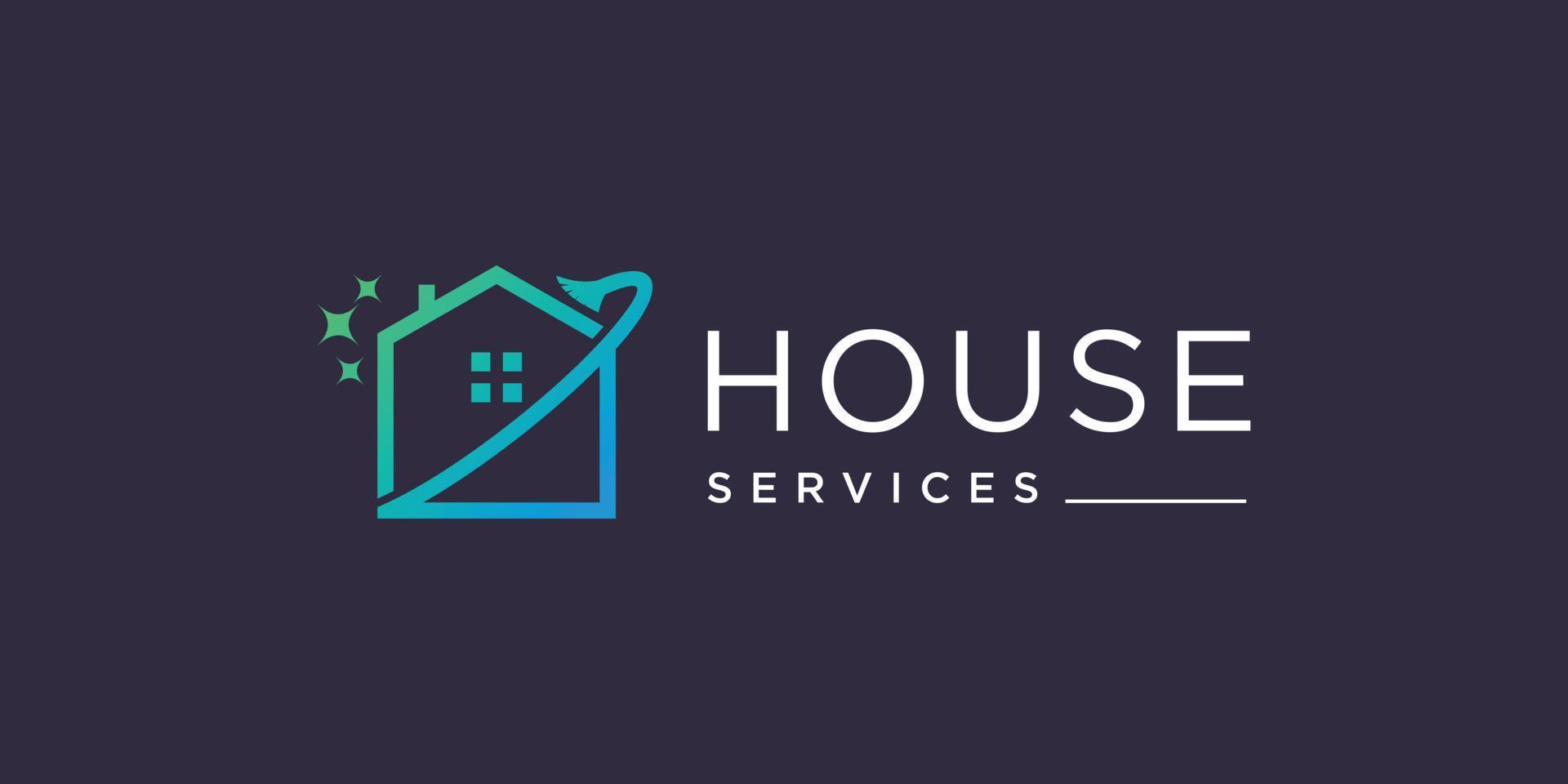 Clean house service logo design with modern concept vector