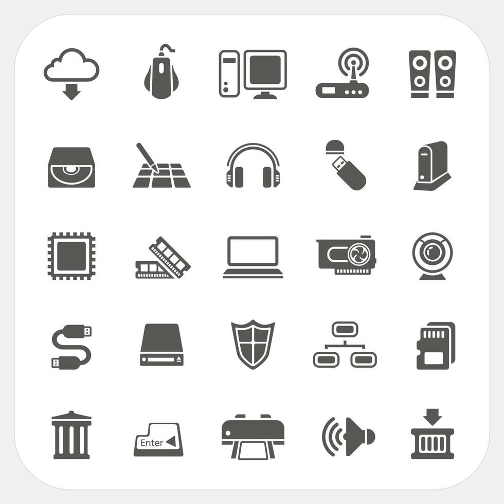 Computer Hardware icons set vector