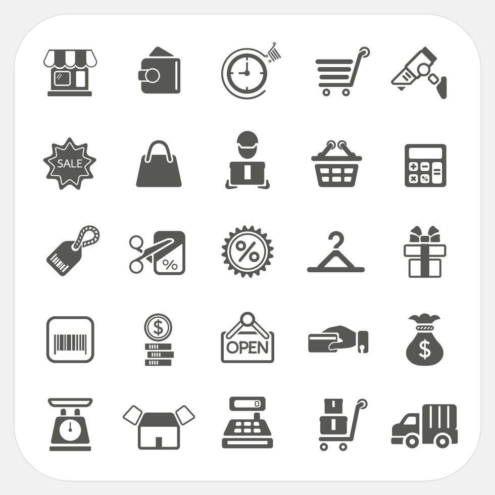 conjunto de iconos de compras y finanzas vector