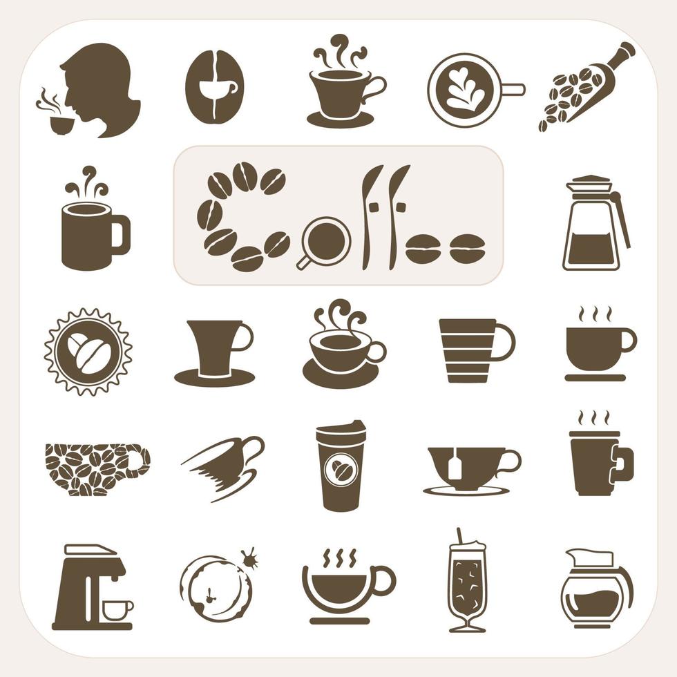 colección de café, conjunto de iconos vectoriales vector