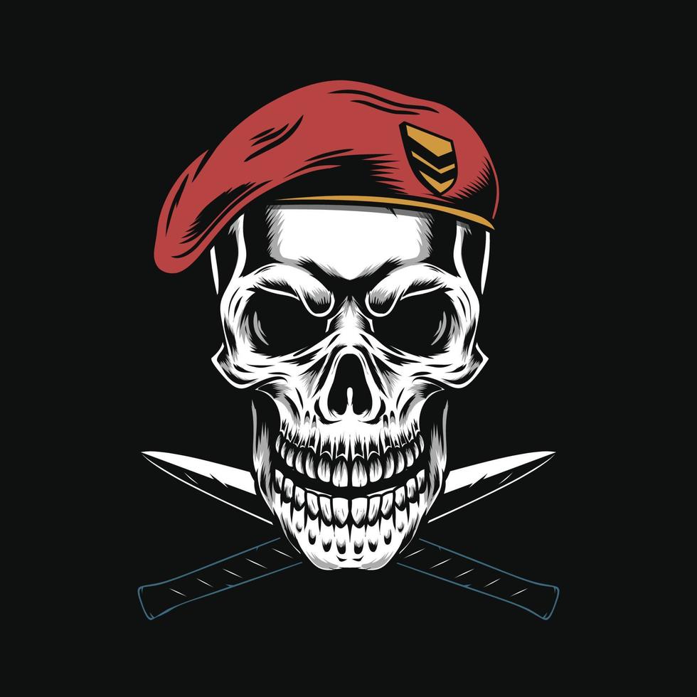 Soldier skull with cross blade illustration vector