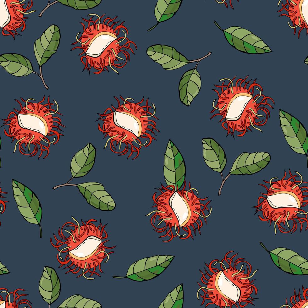 Seamless pattern with rambutans. Design for fabric, textile, wallpaper, packaging. vector