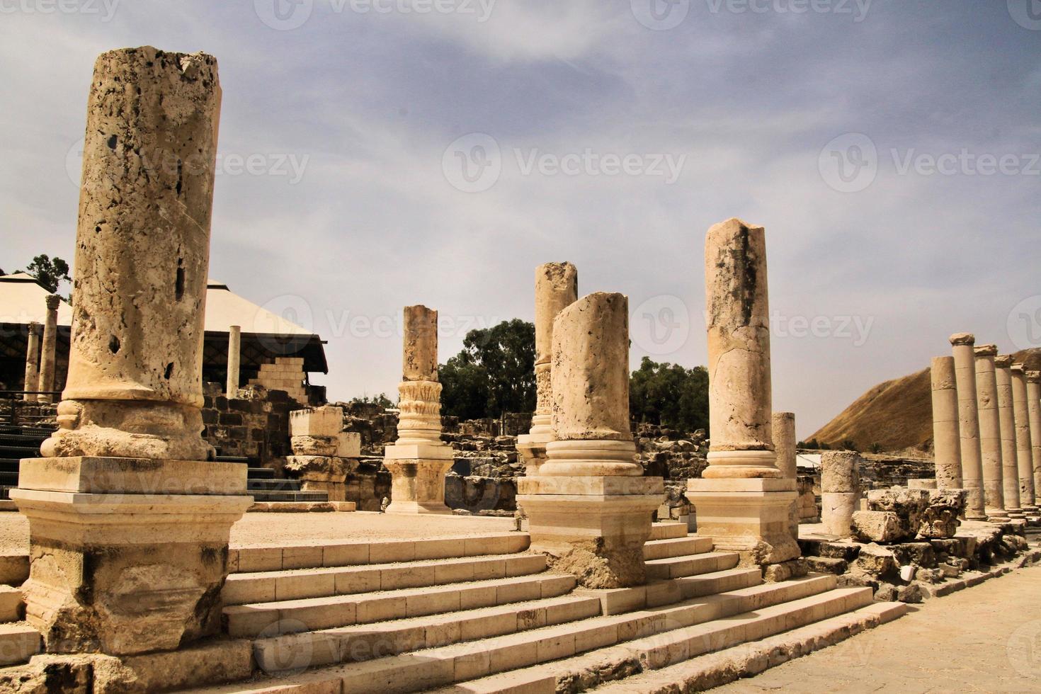 A view of the old Roman Town of Beit Shean in Israel photo