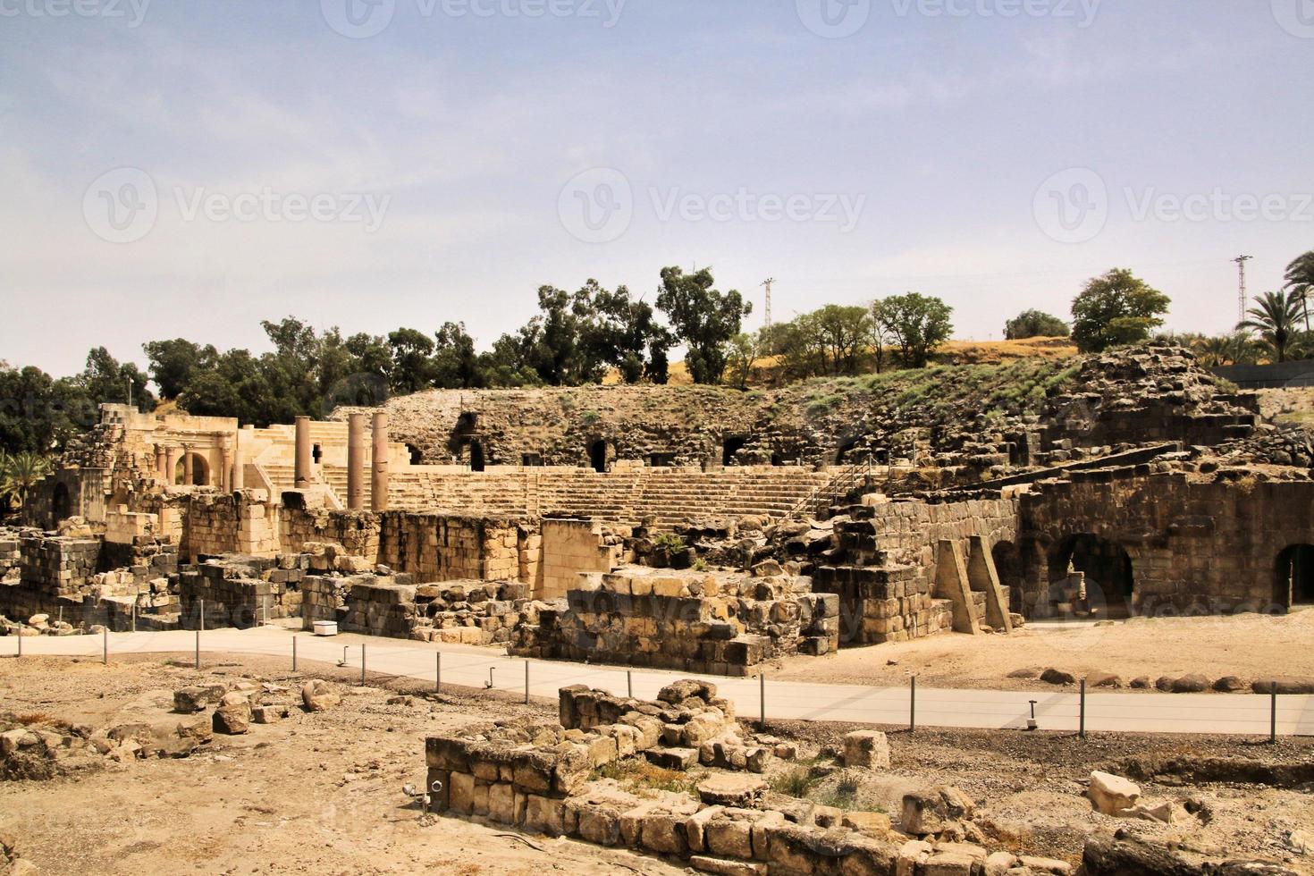 A view of the old Roman Town of Beit Shean in Israel photo