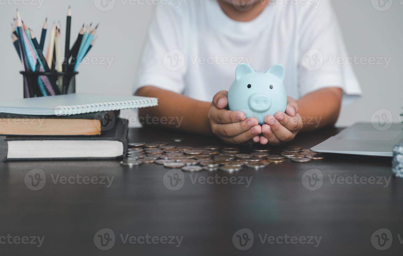 Saving money coin with banking investment, finance education concept. Planning student loan for studying abroad for college or university degree. Future children's education fund cash. Growing saving photo