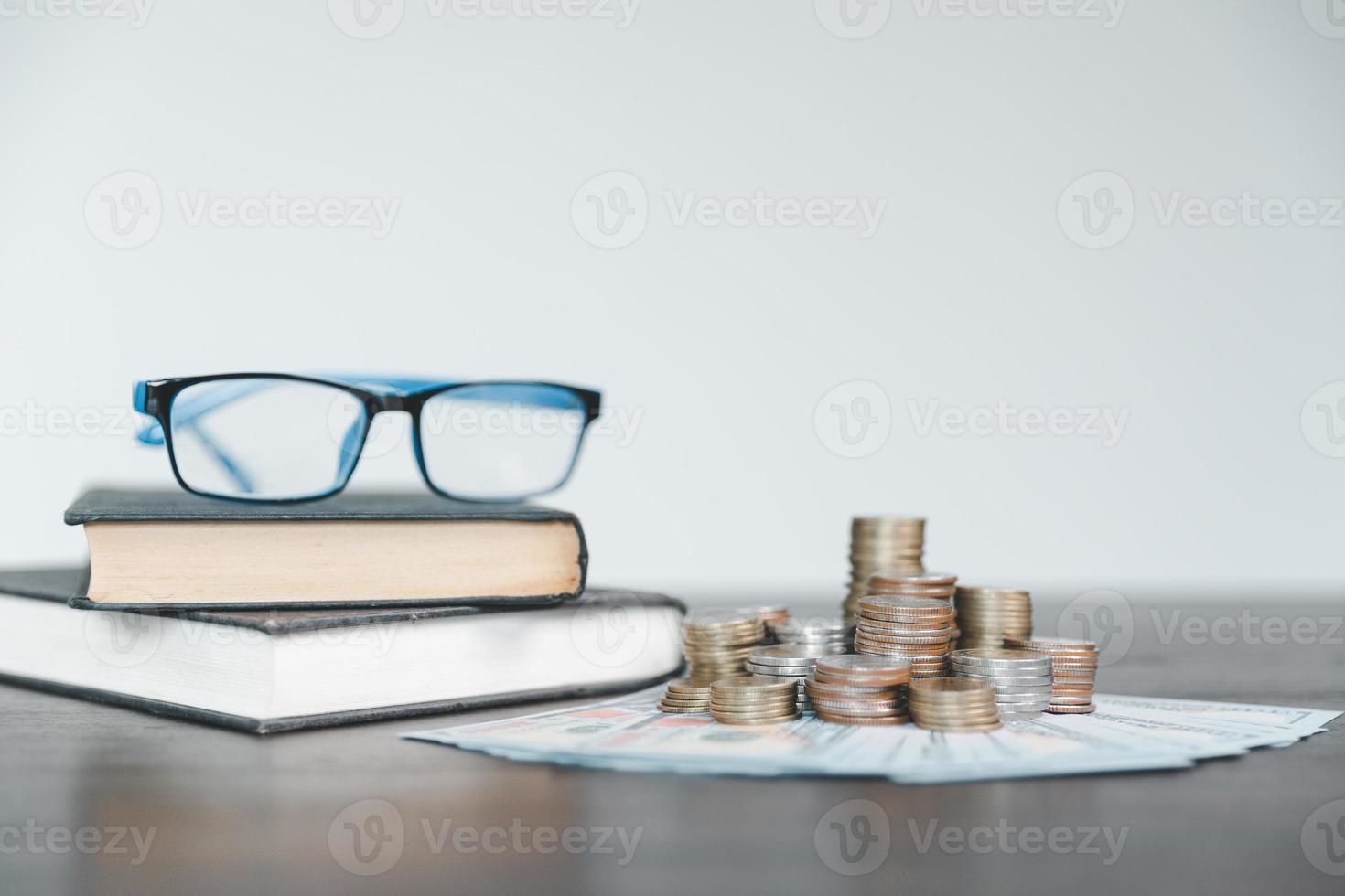 Saving money coin with banking investment, finance education concept. Planning student loan for studying abroad for college or university degree. Future children's education fund cash. Growing saving photo