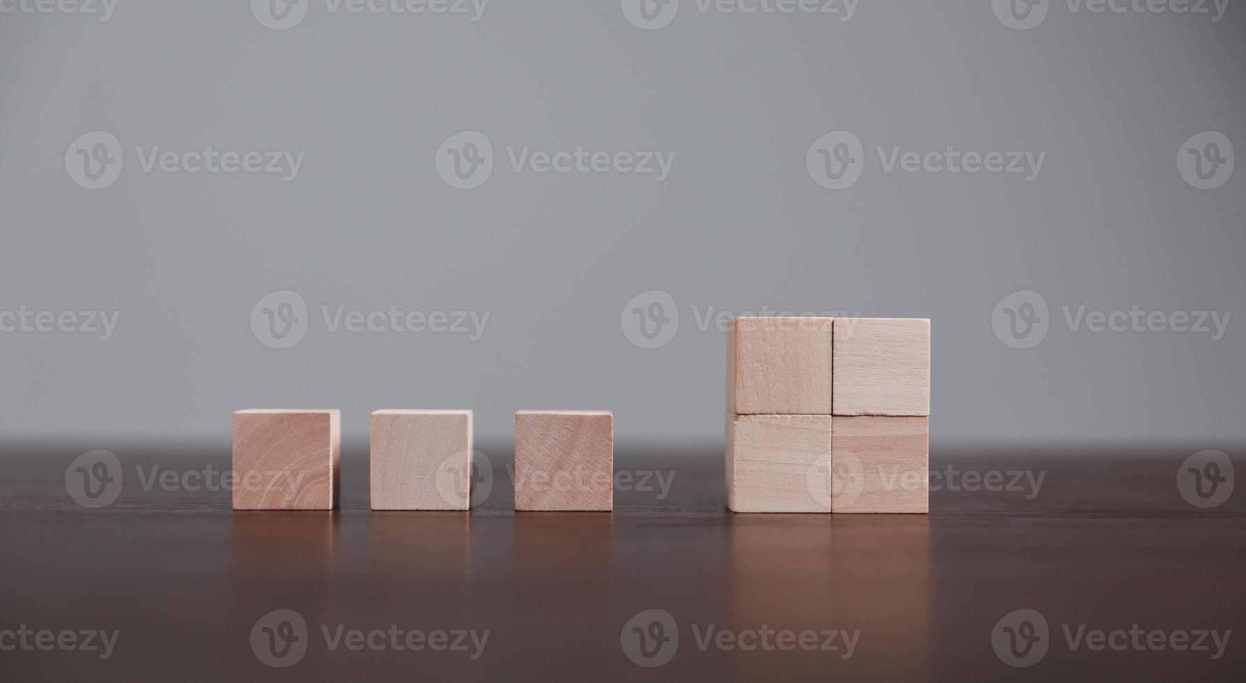 Blank wood cube or wooden block object for background use with copy space. Circle or square box toys for inserting concept icon symbol of business education strategy success. geometry for creativity. photo