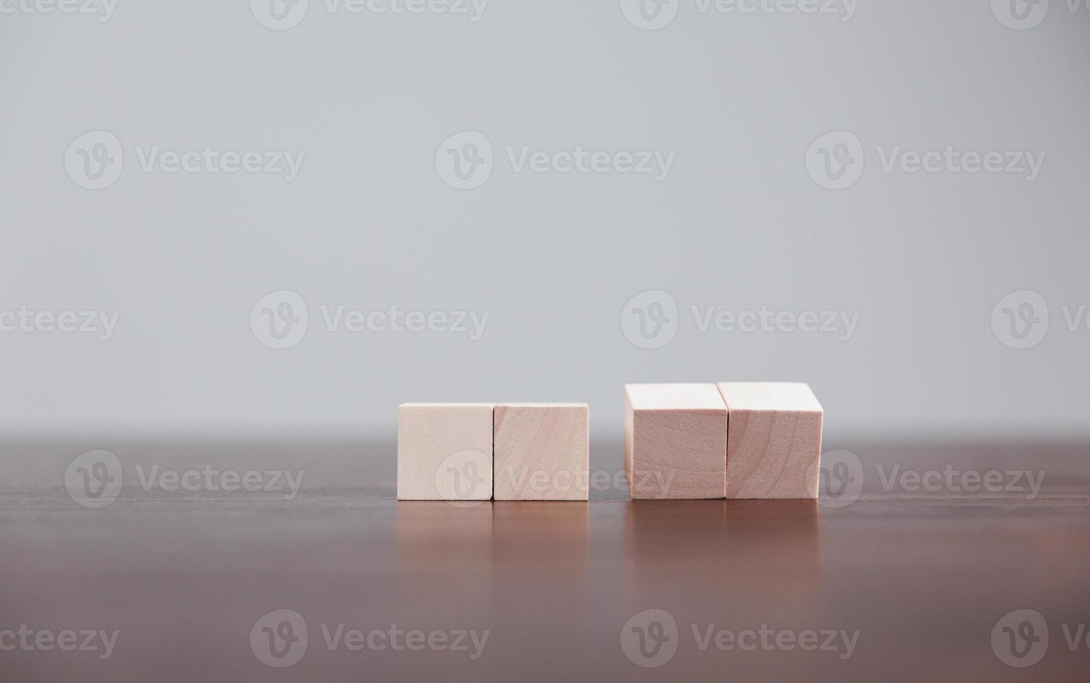 Blank wood cube or wooden block object for background use with copy space. Circle or square box toys for inserting concept icon symbol of business education strategy success. geometry for creativity. photo