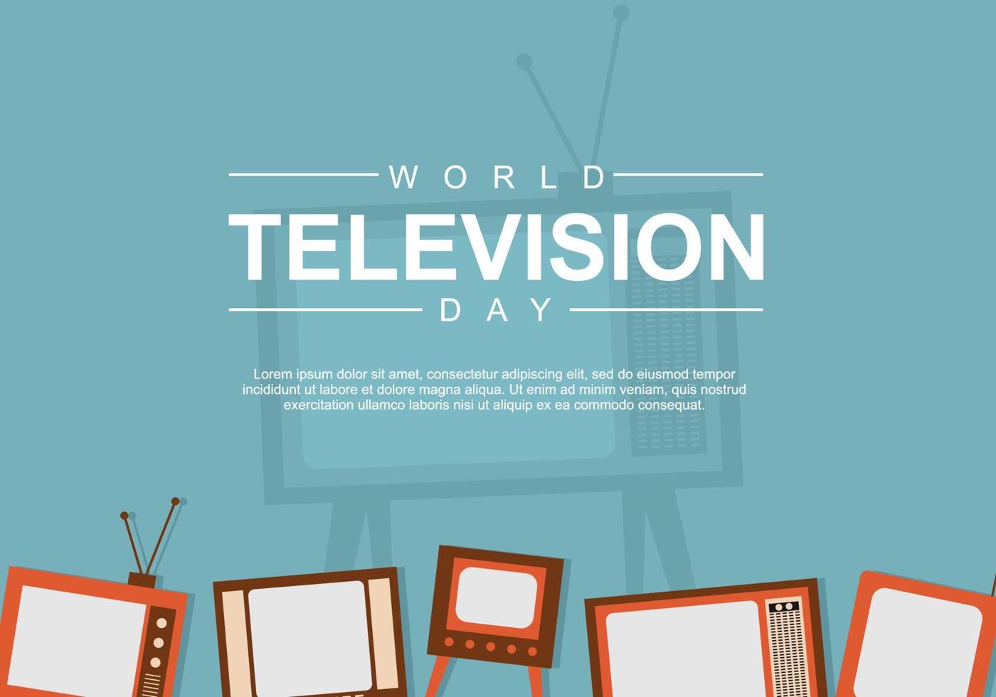 fondo del día mundial de la televisión con cinco grandes televisores antiguos. vector