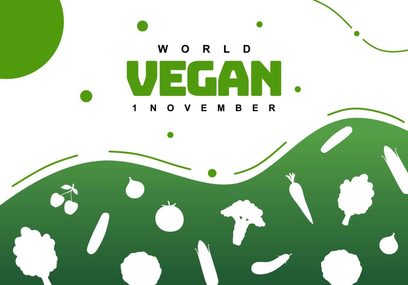 fondo del día mundial vegano con vegetales celebrado el 1 de noviembre. vector