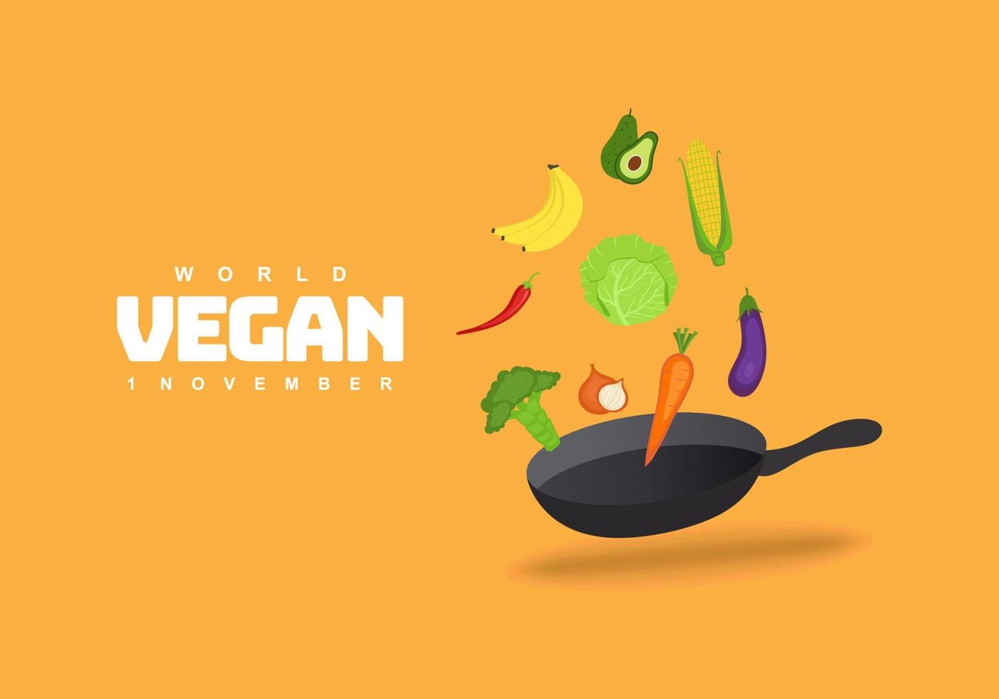 fondo del día mundial vegano con vegetales celebrado el 1 de noviembre. vector